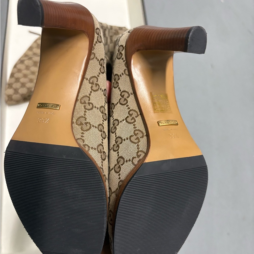 Gucci Women's Beige Patterned Heeled Boots - Picture 6 of 8